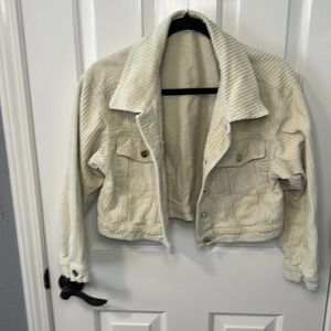 Pink Lily “be kind” yellow crop corduroy jacket w/ gold buttons Size - small